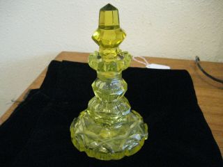 Victorian Era Art Nouveau Canary Vasoline Glass 1850 - 1880 - Perfume Bottle