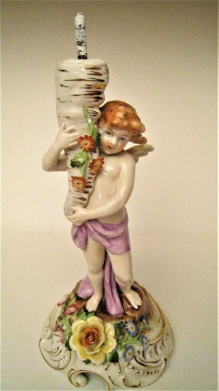 Antique German Porcelain Von Schierholz 4 Light Candelabra Cherub Angel rare 2