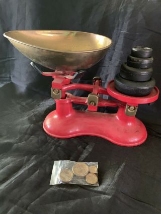 Vintage Scale With Weights_victor Made In England