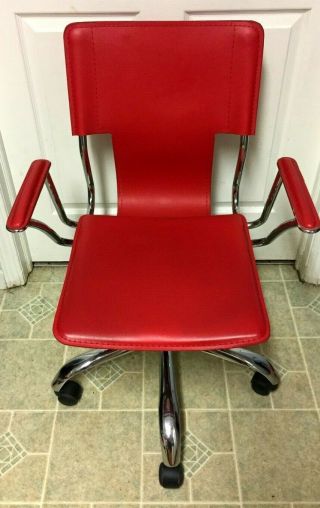 Vintage Mid Century Modern Chrome Adjustable Swivel Retro Office Desk Arm Chair 2