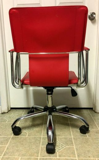 Vintage Mid Century Modern Chrome Adjustable Swivel Retro Office Desk Arm Chair 3