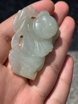 Antique Chinese White Mutton Nephrite Jade Boy Qing