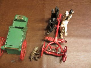 1930s KENTON TOYS CAST IRON 2 HORSE DRAWN CONTRACTOR SAND & GRAVEL DUMP WAGON 11