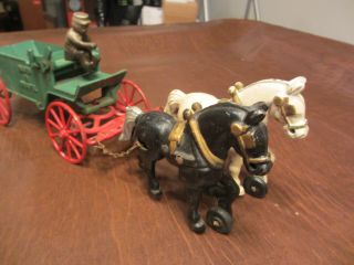 1930s KENTON TOYS CAST IRON 2 HORSE DRAWN CONTRACTOR SAND & GRAVEL DUMP WAGON 2