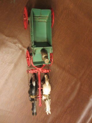 1930s KENTON TOYS CAST IRON 2 HORSE DRAWN CONTRACTOR SAND & GRAVEL DUMP WAGON 3