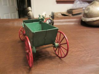 1930s KENTON TOYS CAST IRON 2 HORSE DRAWN CONTRACTOR SAND & GRAVEL DUMP WAGON 4