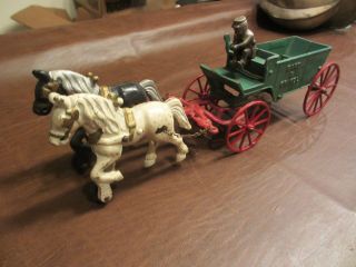 1930s KENTON TOYS CAST IRON 2 HORSE DRAWN CONTRACTOR SAND & GRAVEL DUMP WAGON 6