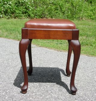 Vintage 1950 ' s Singer Queen Anne Solid Mahogany Sewing Stool Piano Bench Storage 5