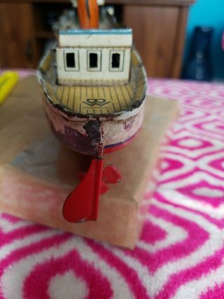 Bing Ocean Liner Tin Wind Up Toy Ship Colckwork Boat Germany 5