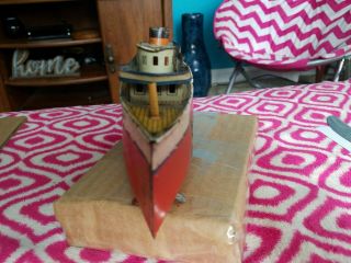 Bing Ocean Liner Tin Wind Up Toy Ship Colckwork Boat Germany 8