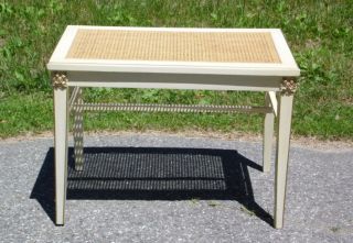 Vintage Louis Xvi French Style Caned Piano Bench Vanity Stool Footstool
