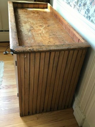 vintage pine dry sink with wainscoting 2