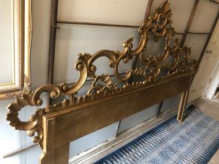 Vintage Hollywood Regency French Rococo Style Cast Metal King Size Headboard