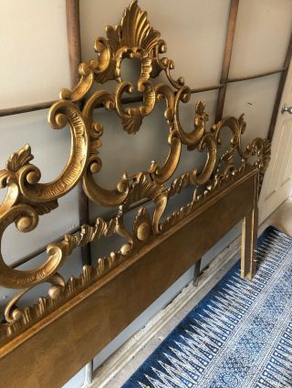 Vintage Hollywood Regency French Rococo Style Cast Metal King Size Headboard 2