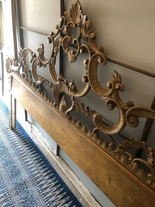 Vintage Hollywood Regency French Rococo Style Cast Metal King Size Headboard 3