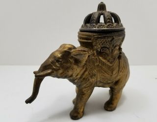 Antique French Vantines Art Deco Elephant Incense Burner Circa 1920 2