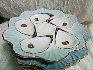 Antique porcelain germany oyster plate gold robbins egg blue REGISTRIRT plates 6 2