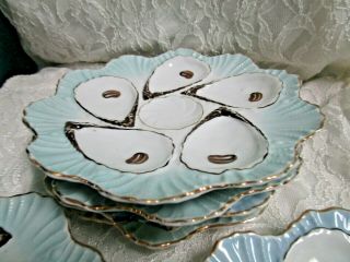 Antique porcelain germany oyster plate gold robbins egg blue REGISTRIRT plates 6 5