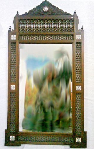 W99 Antique Style Hand - Carved Inlaid Huge/large Mirror Frame