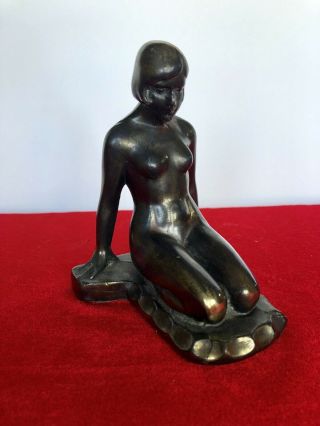 Antique Nude Woman Kneeling Figure Art Deco 1920 