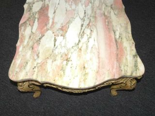 Vintage French Provincial Ornate Rococo Louis XVI Pink Marble Coffee Table 7