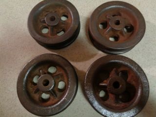 4 Vintage 4 1/2 " Industrial Machine Cast Iron Wheels/pulleys Steampunk Art