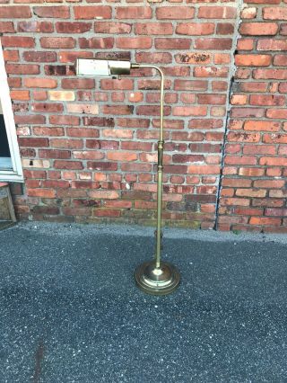 Vintage Stiffel Brass Floor Lamp Reading Adjustable Pharmacy Light Mid - Century