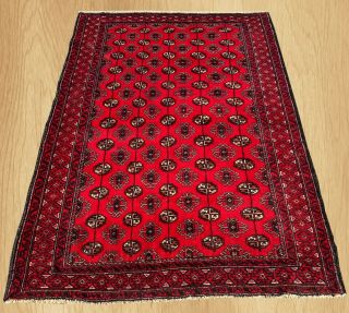 Authentic Hand Knotted Afghan Balouch Wool Area Rug 4.  10 X 3.  5 Ft (342)