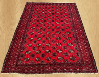 Authentic Hand Knotted Afghan Balouch Wool Area Rug 4.  10 x 3.  5 Ft (342) 2