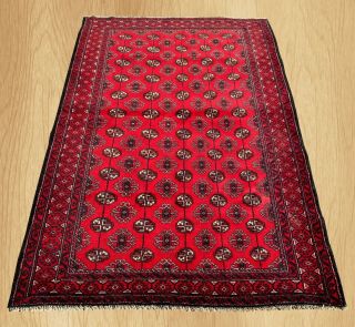 Authentic Hand Knotted Afghan Balouch Wool Area Rug 4.  10 x 3.  5 Ft (342) 3