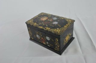 Tea Caddy,  Paper Mache,  Hand Painted,  Scotland,  1870,  Antique Furniture,  B1005 5