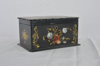 Tea Caddy,  Paper Mache,  Hand Painted,  Scotland,  1870,  Antique Furniture,  B1005 8