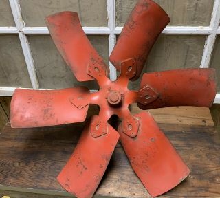 Vintage Windmill Fan 6 Blade Red Old Farm House Or Industrial Decor Salvage