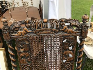 18th Century Carved Carolean Jacobean Arm Chair Crown Cherubs 2