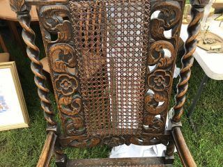 18th Century Carved Carolean Jacobean Arm Chair Crown Cherubs 3