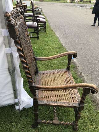 18th Century Carved Carolean Jacobean Arm Chair Crown Cherubs 6