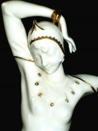 Antique German Dresden Art Deco Semi Nude Lady Exotic Dancer Porcelain Figurine