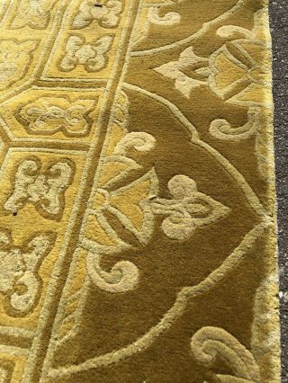 Auth: Antique Art Deco Chinese Rug Rare Tibetan Yellow Gold 8x9 Beauty NR 11