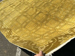Auth: Antique Art Deco Chinese Rug Rare Tibetan Yellow Gold 8x9 Beauty NR 2