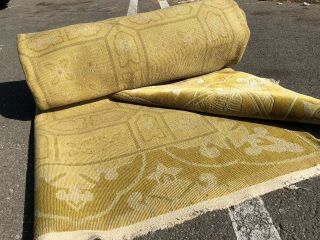 Auth: Antique Art Deco Chinese Rug Rare Tibetan Yellow Gold 8x9 Beauty NR 8