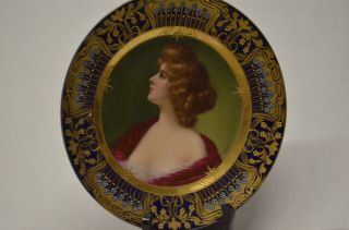 Royal Vienna Hand Painted Porcelain Cabinet Plate Of A Portrait,  Circa 1900