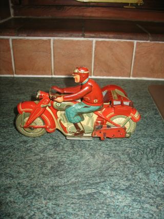Rare Tippco Motorcycle Sidecar T587 Motorrad Tin Toy Germany Tinplate No Car