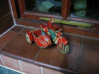 RARE TIPPCO MOTORCYCLE SIDECAR T587 MOTORRAD TIN TOY GERMANY TINPLATE no car 2