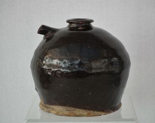 Antique Chinese 19th Century Qing Dynasty Brown - Glazed Ceramic Jar Or Jug