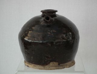 Antique Chinese 19th Century Qing Dynasty Brown - Glazed Ceramic Jar Or Jug 3