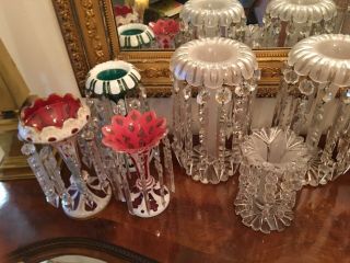 Antique Brilliant Crystal Lusters,  Prisms, 8