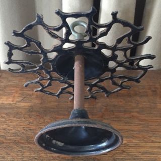 Antique Vintage Cast Iron Stand Rubber Ink Stamp Holder Rack Carousel,  W/ stamps 4
