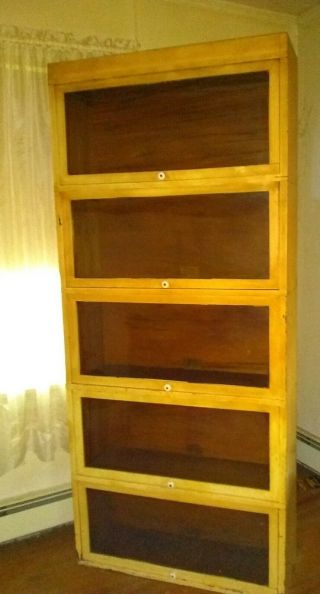 Antique Globe Wernicke 813 Stacking 5 Section Barrister Bookcase To Refinish