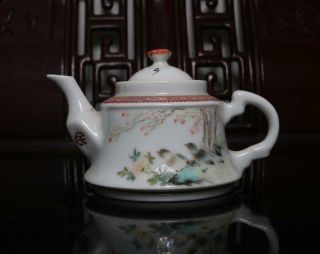 Old Rare Famille Rose Chinese Porcelain Teapot Zhang Jingshou Mk