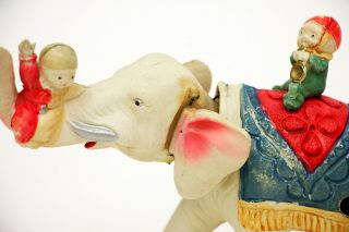 Vintage C.  K.  Kuramochi Japan Celluloid Elephant & Clowns Wind - up Toy 2